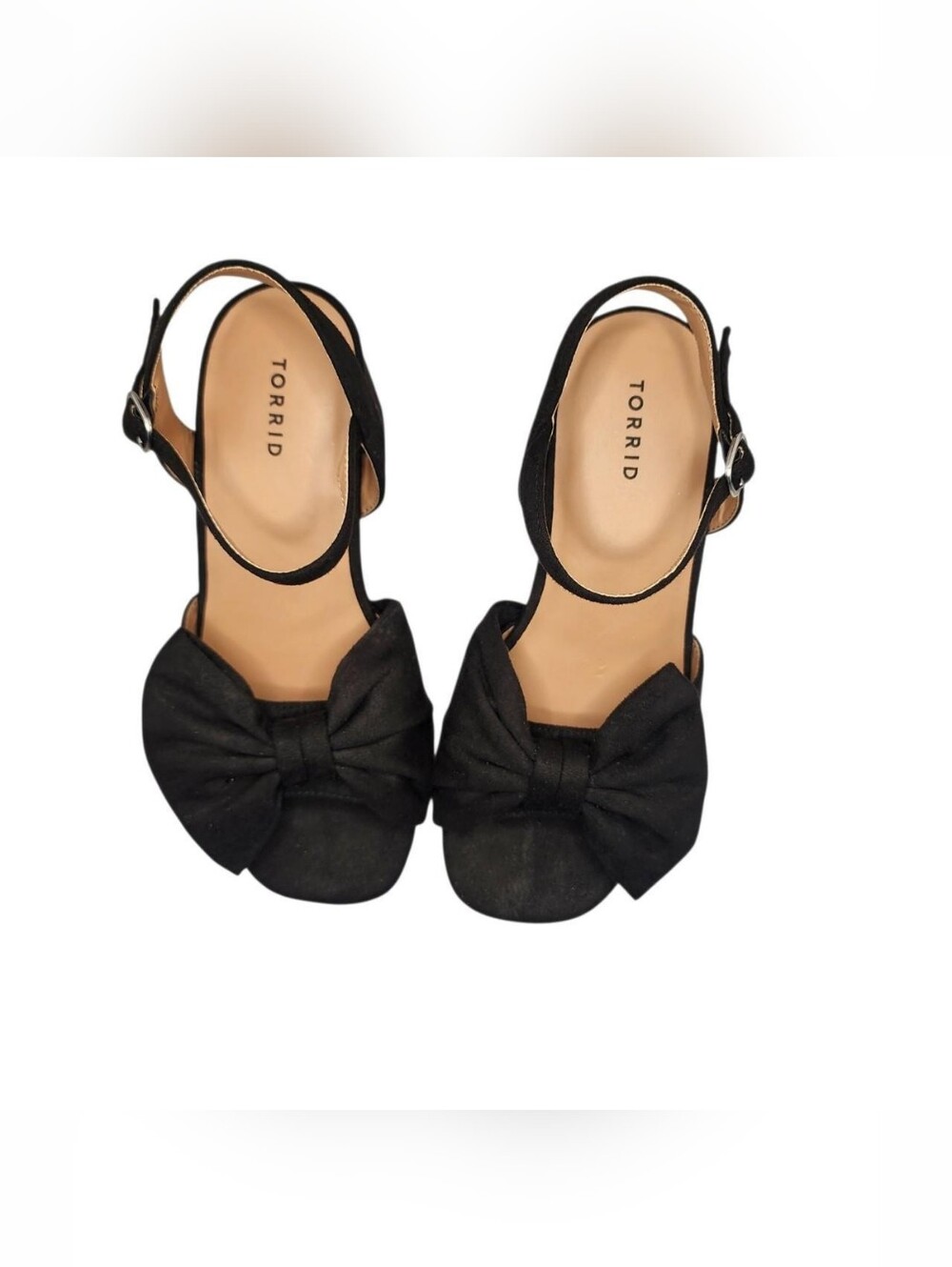 Torrid Black Faux Suede Bow Platform Block Heel Sandals